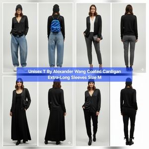 Unisex T By Alexander Wang Coated Cardigan Extra-Long Sleeves Size M